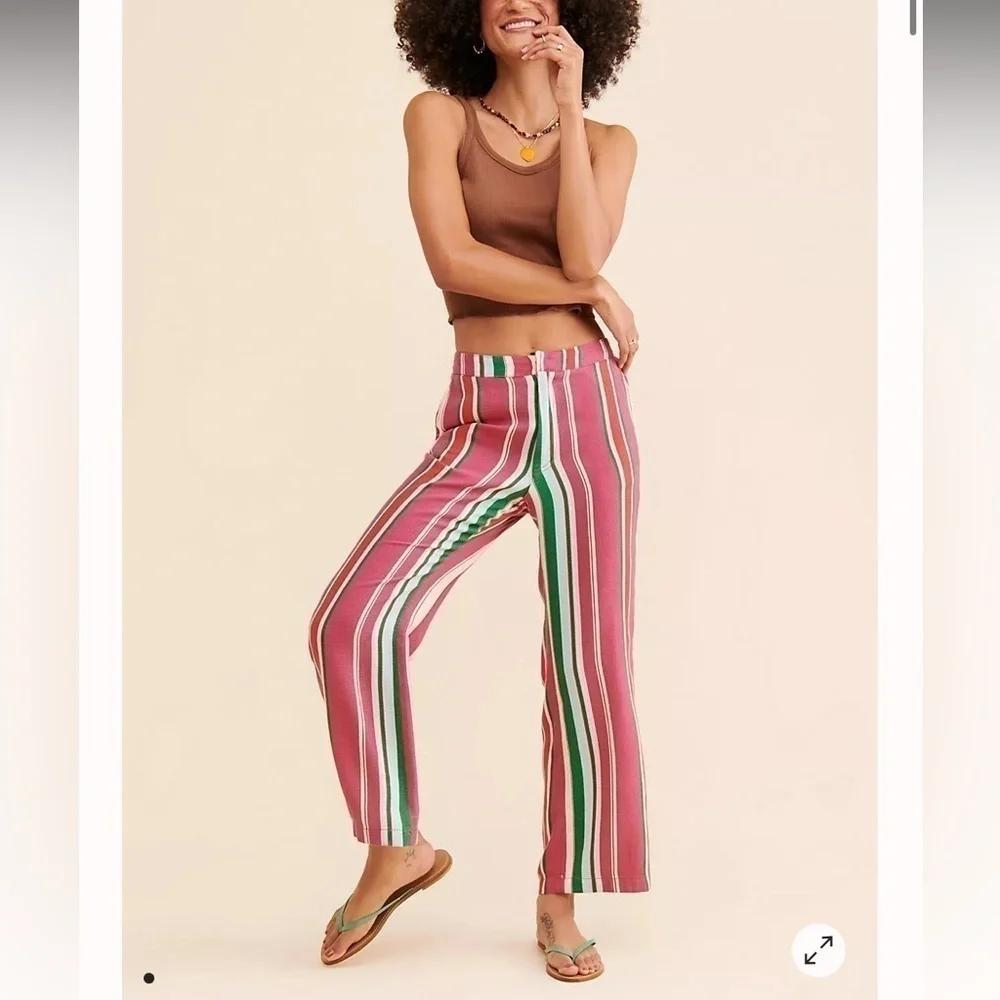Free People La Paz Crop Flare Striped Pants size 2
